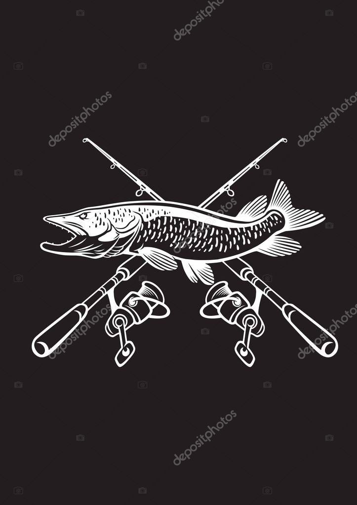 Pike fishing logo vector illustration