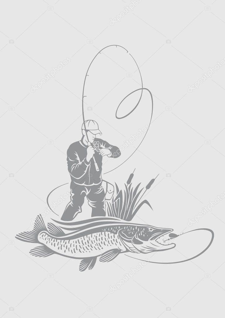 image muskelunge fishin vector illustration