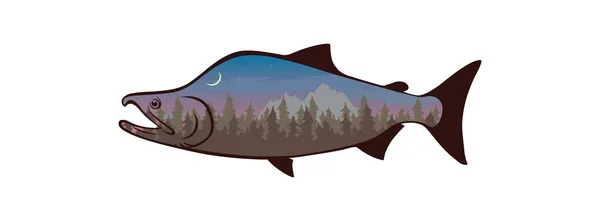 Salmón de pescado — Vector de stock