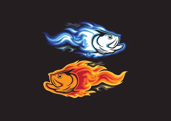 Fish tarpon  fire logo — Stock Vector