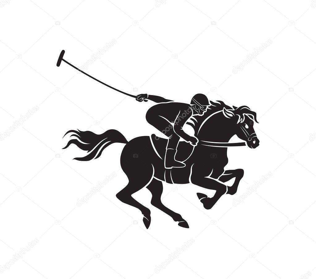 View of silhouette horse polo