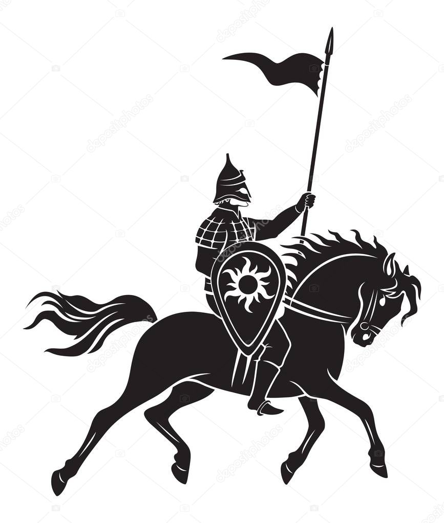 Warrior on horseback with a spear