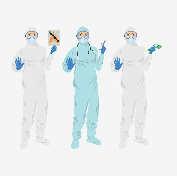 Dans Figure Médecin Robes Protection — Image vectorielle