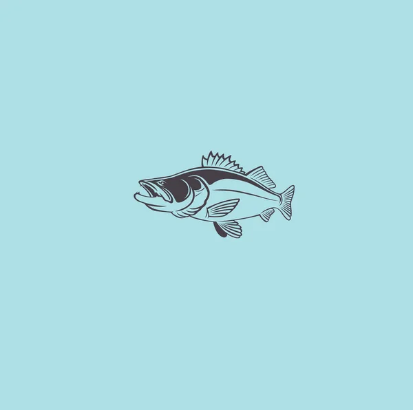 Image Zander Fishing Vector Illustration — Stock Vector