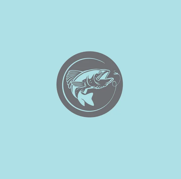 Image Gris Poisson Logo — Image vectorielle