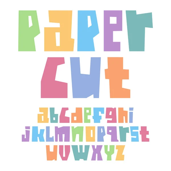 Lettertype papier gesneden in kleine letters pastel kleuren — Stockvector