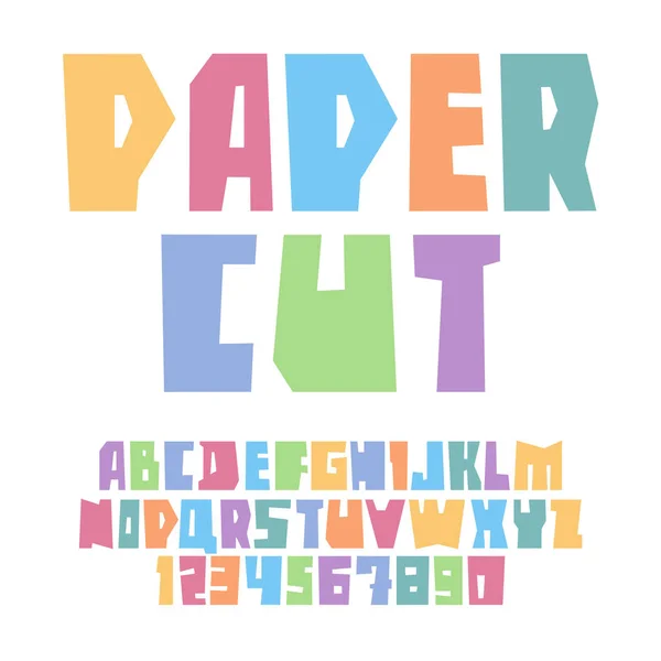 Lettertype papier knippen hoofdletters pastel kleuren — Stockvector