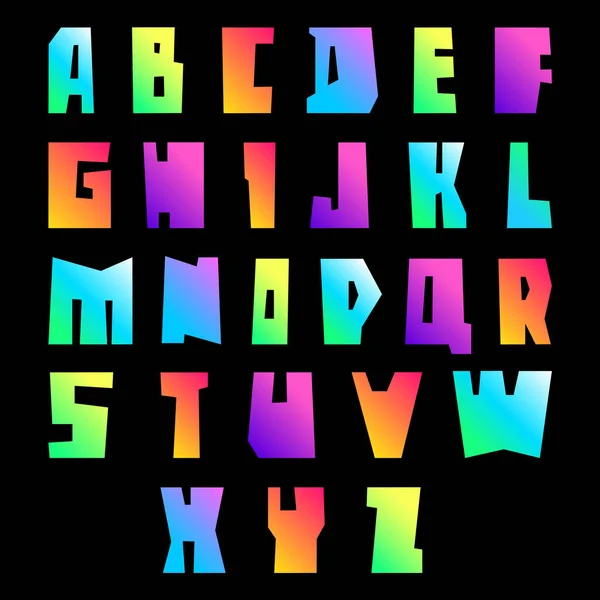 Nouvelle police couper des lettres vibrantes vecteur majuscule — Image vectorielle