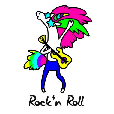 Tek boynuzlu at rock yıldız vektör çizim tasarım için