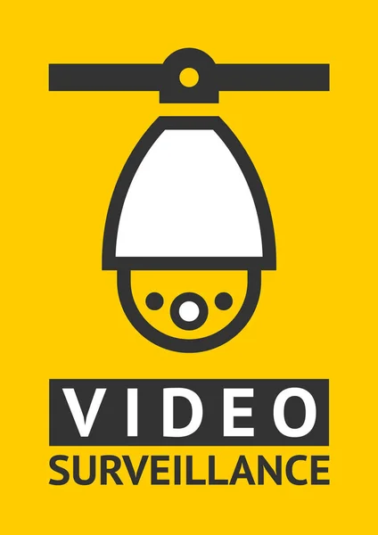 Avviso Video Sorveglianza Simbolo Adesivo Illustrazione Vettoriale Stampa — Vettoriale Stock