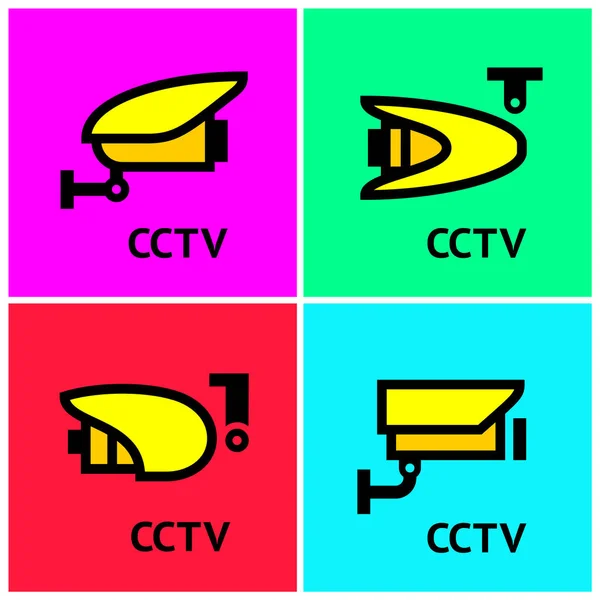 Cctv HR videosorveglianza telecamere web set — Vettoriale Stock