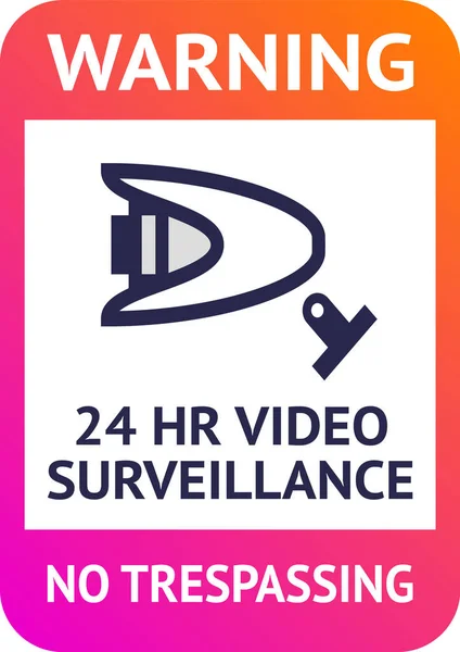 Vigilância por vídeo 24h, cartaz cctv para impressão — Vetor de Stock
