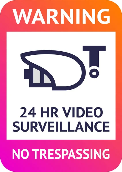 Vigilância por vídeo 24h, cartaz cctv para impressão — Vetor de Stock