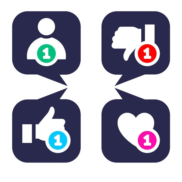 ユーザー フィードバックの社会的ネットワークと簡単なボタン, — ストックベクタ