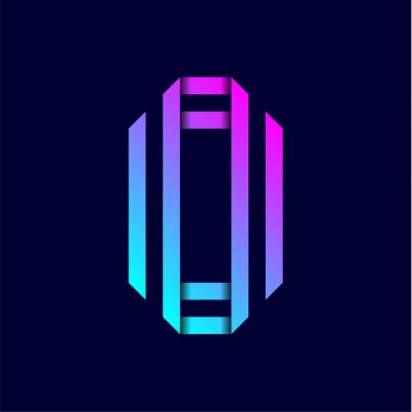 Yeni yazı tipi iki kağıt kasetleri katlanmış. Vektör harf O mavi bir arka plan üzerinde renkli trendy alfabesi.