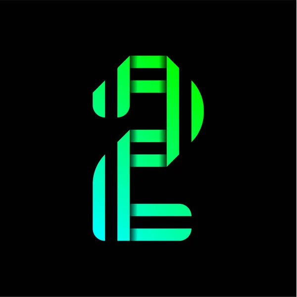 Nytt Teckensnitt Vikta Från Två Papper Band Trendiga Alfabetet Gröna — Stock vektor