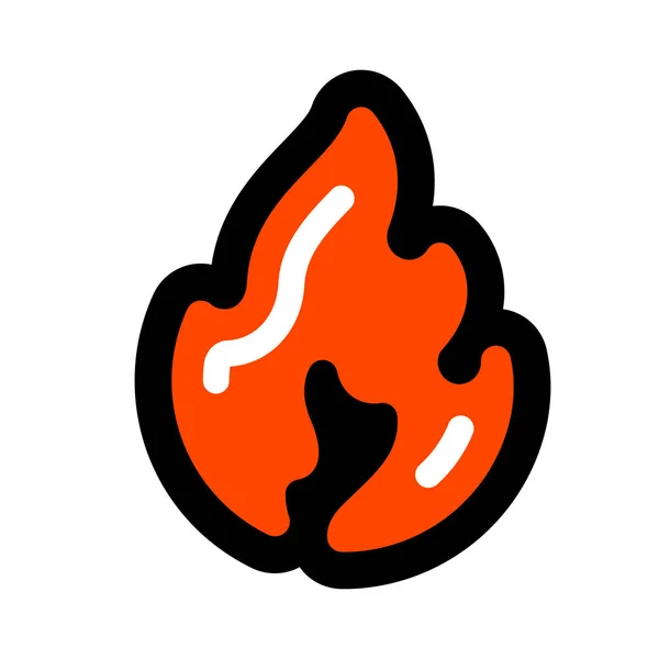 Flammes Feu Icônes Rouges Avec Contour Noir Illustration Vectorielle — Image vectorielle