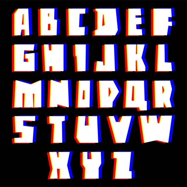 Глючный алфавит. Буквы и цифры с эффектом . — стоковый вектор