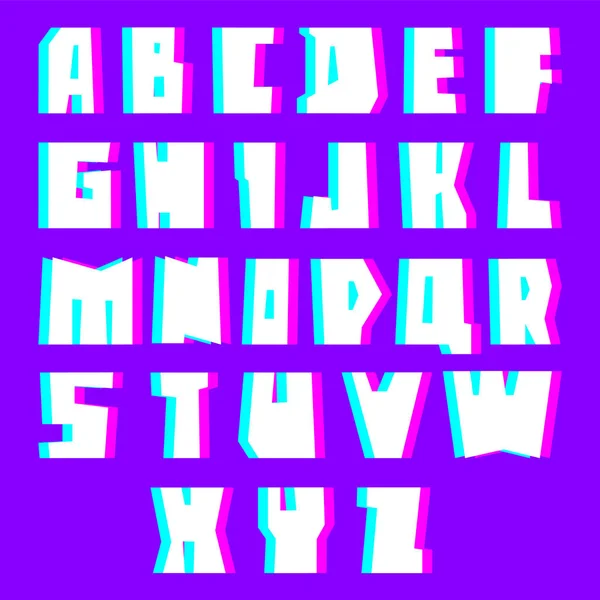 Alphabet Glitch Lettres et chiffres avec effet . — Image vectorielle