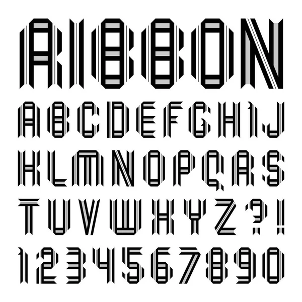 İki siyah bant katlanmış kağıt alfabe — Stok Vektör