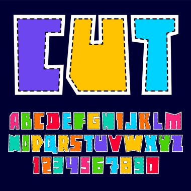 Renkli yazı tipi şalter--dan kağıt. Trendy alfabesi