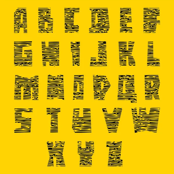 Çatlaklar ile renkli yazı tipi. Trendy alfabesi, parlak renkli vektör harfler, büyük harf — Stok Vektör