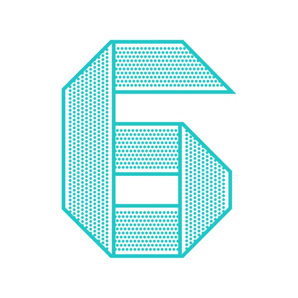 Модный Шрифт Сложенный Перфорированного Листа Плоский Алфавит Синий Вектор Номер — стоковый вектор