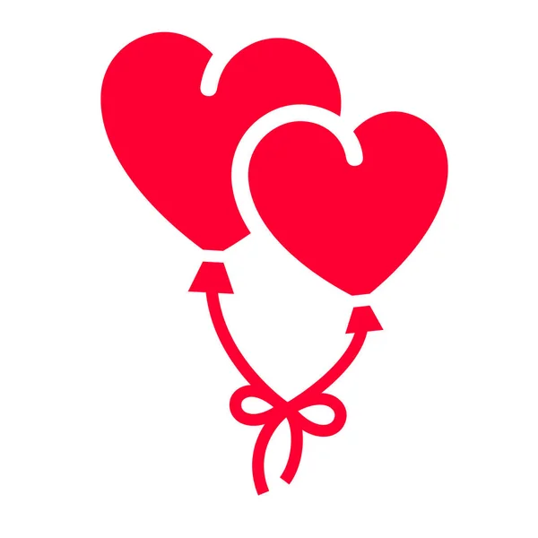 为庆祝而设计的爱情图标或情人节标志 在白色背景查出的红色心脏气球 平的样式 — 图库矢量图片