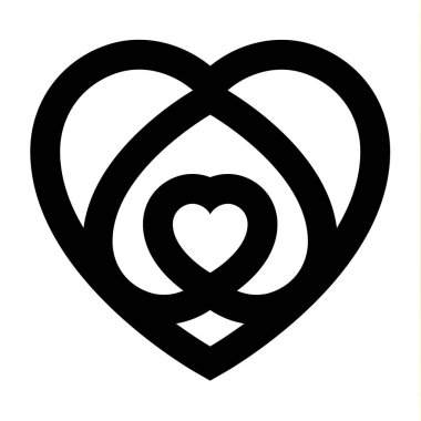 Simgesi ya da kutlama için tasarlanmış Sevgililer günü işareti seviyorum. Beyaz arka plan üzerinde düz stil izole siyah vektör simgesi.