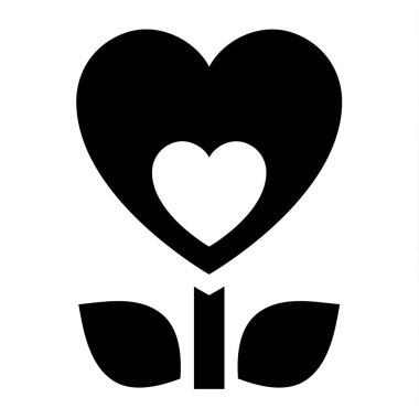 Simgesi ya da kutlama için tasarlanmış Sevgililer günü işareti seviyorum. Beyaz arka plan üzerinde düz stil izole siyah vektör simgesi.