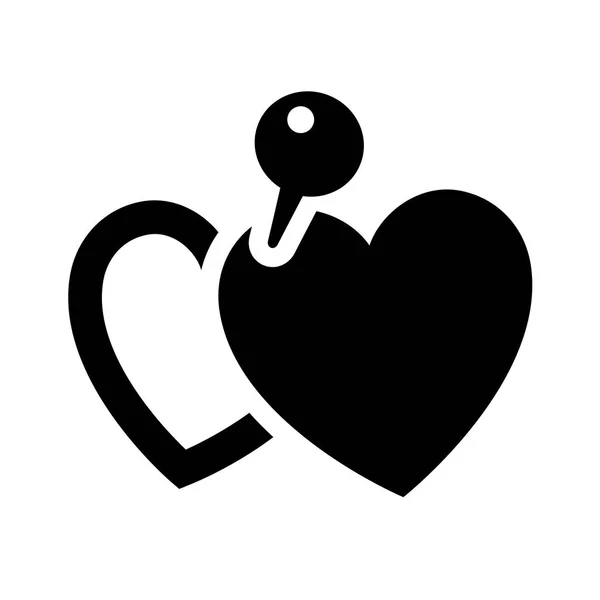 愛のアイコンやお祝い用に設計されたバレンタインの記号 白い背景に フラット スタイルに分離された黒ベクトル記号 — ストックベクタ