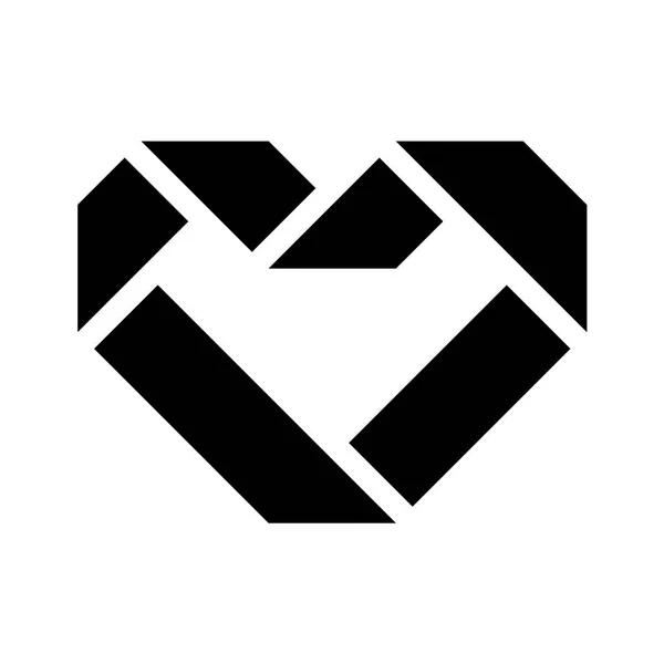 为庆祝而设计的爱情图标或情人节标志 在白色背景查出的黑色向量符号 平样式 — 图库矢量图片