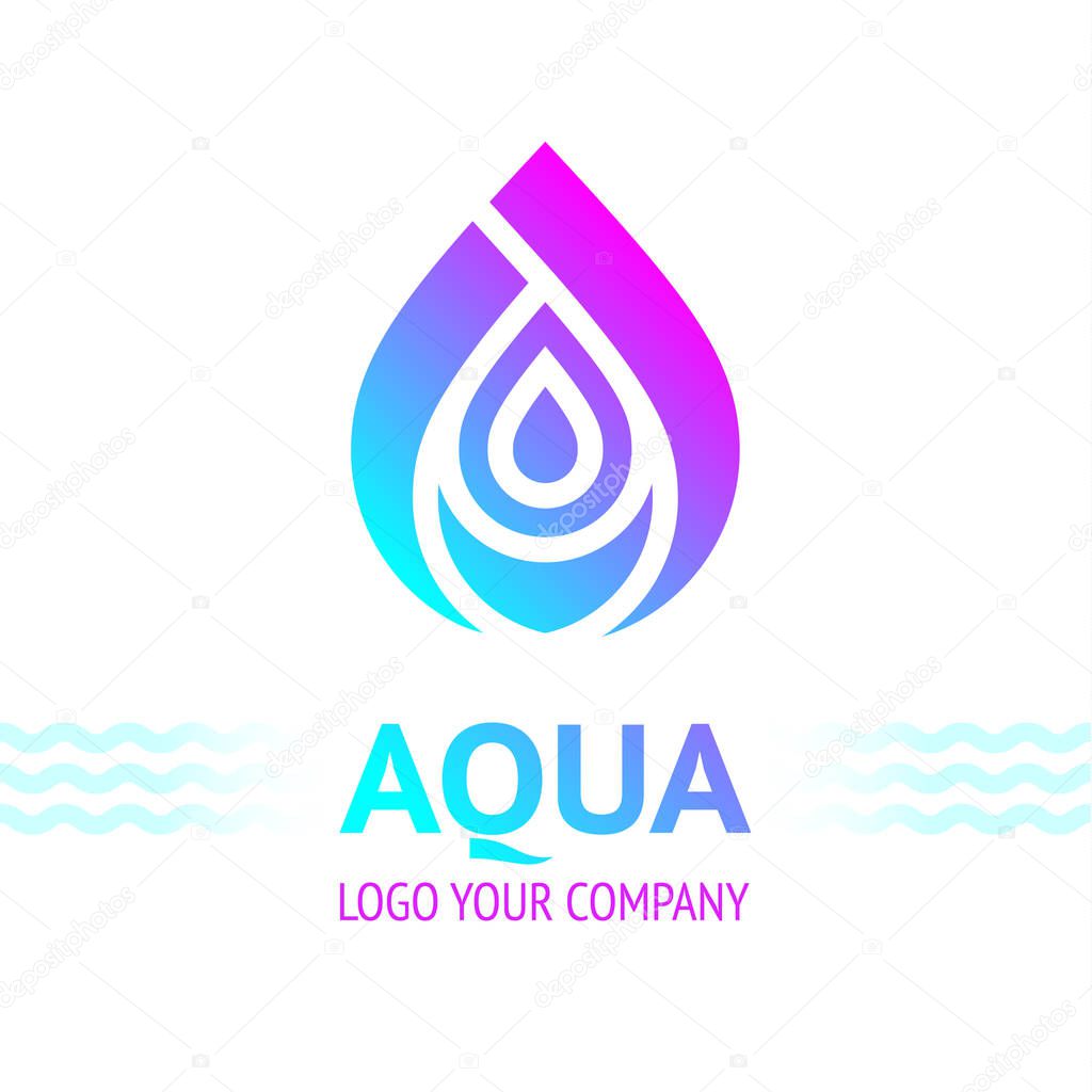 Water drop symbol, logo template icon for your design, vector illustration