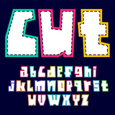 Yazı tipi şalter--dan kağıt. Trendy alfabesi, beyaz vektör harf, küçük harf