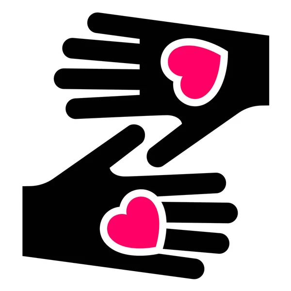 Hände Mit Herz Symbol Zweifarbige Silhouette Isoliert Auf Weißem Hintergrund — Stockvektor