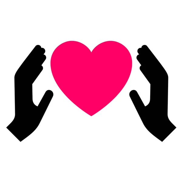 Руки Іконою Серця Двоколірний Силует Ізольовані Білому Тлі Векторні Ілюстрації — стоковий вектор