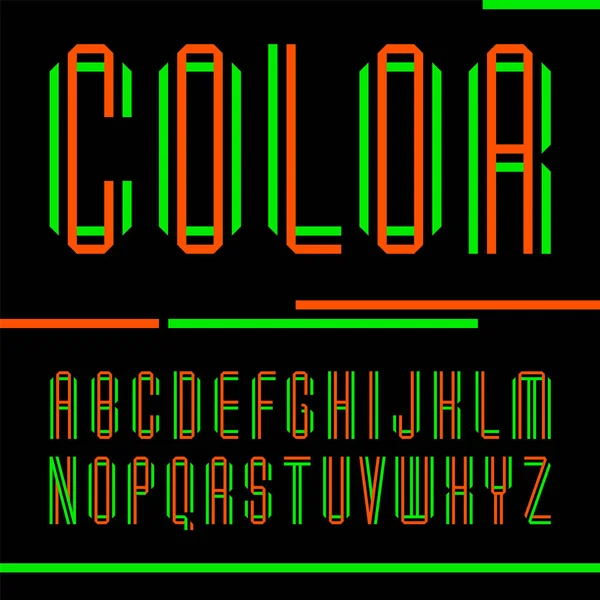 Lettertype gevouwen uit twee gekleurde tapes — Stockvector