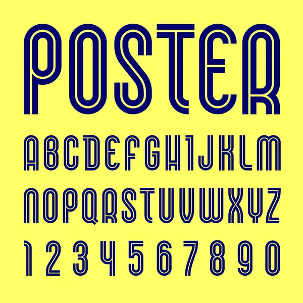 Диско шрифт. Модный алфавит, темные векторные буквы на желтом фоне — стоковый вектор