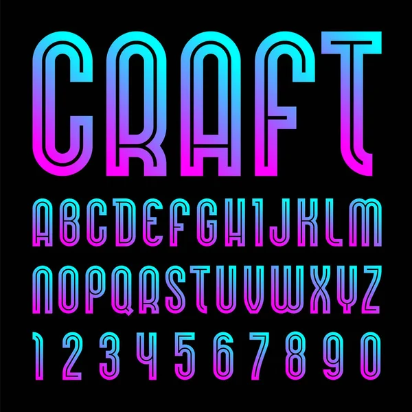 Caratteri luminosi, alfabeto dal gradiente — Vettoriale Stock