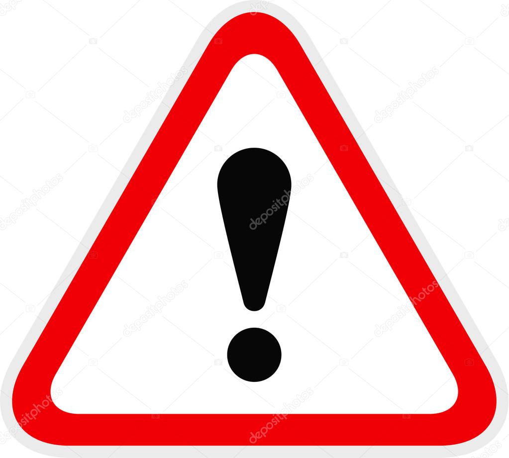 Triangular red Warning Hazard Symbol, vector illustration