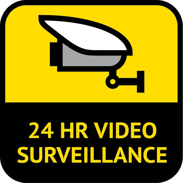 Video vigilancia, cctv etiqueta forma cuadrada, vector de ilustración — Vector de stock