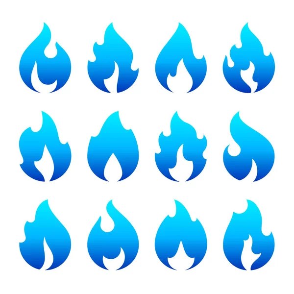 Brand vlammen, nieuwe blauwe iconen, vector illustratie — Stockvector