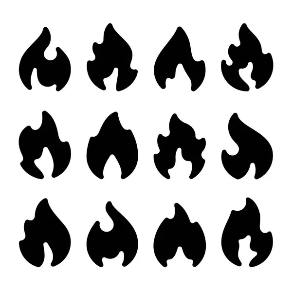 Flammes de feu, nouvelles icônes noires, illustration vectorielle — Image vectorielle