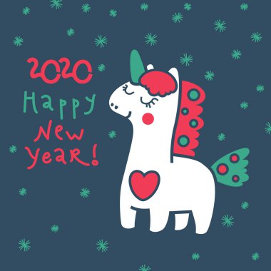 Tasarımınız için kışın sihirli unicorn