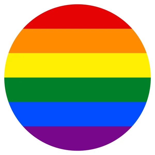 Drapeau LGBT, icône de forme ronde sur fond blanc — Image vectorielle