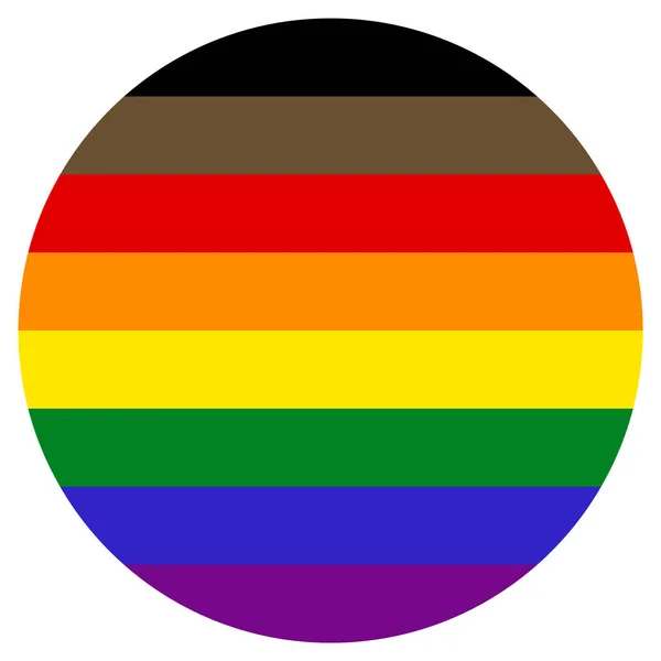 Drapeau LGBT, icône de forme ronde sur fond blanc — Image vectorielle