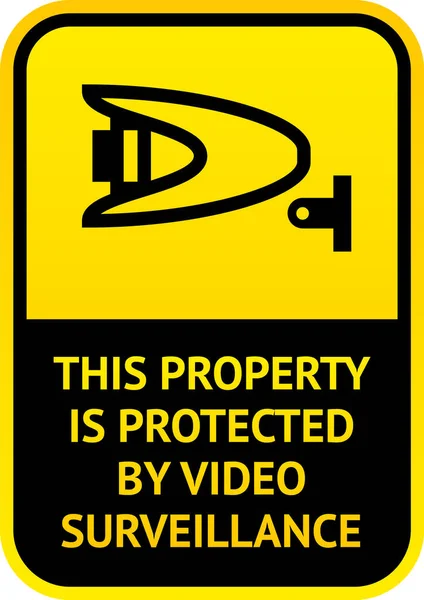 Προειδοποίηση σύμβολο βιντεοεπιτήρησης, αυτοκόλλητο. Vector εικονογράφηση για εκτύπωση. — Διανυσματικό Αρχείο