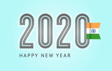 Moda tasarımı, bayraklı 2020 numara, vektör illüstrasyonu 10eps