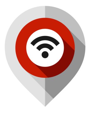 Harita iğnesi, Wi-Fi sembolü, Gri kağıttan katlanmış GPS imleci