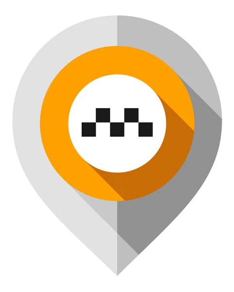 Pin de mapa, símbolo de taxi, puntero GPS doblado de papel gris — Vector de stock